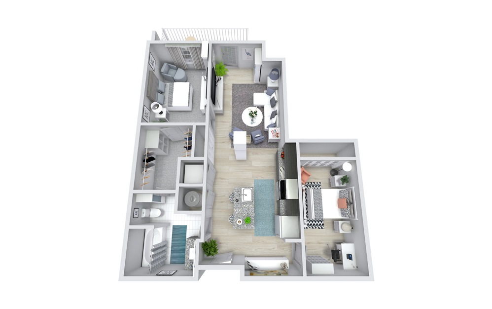 R 2 Bed 2 Bath Floorplan