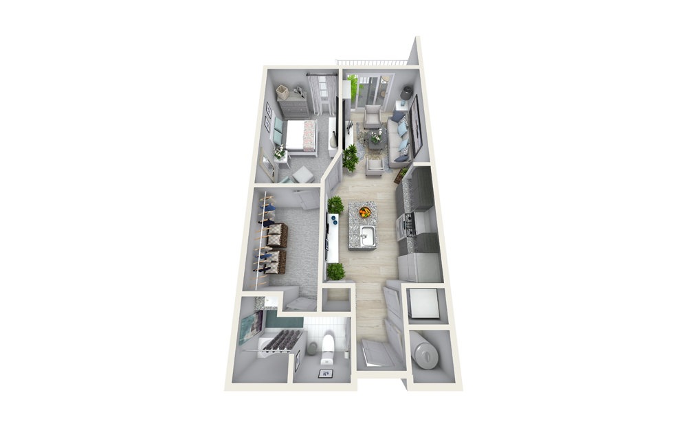 Y 1 Bed 1 Bath Floorplan